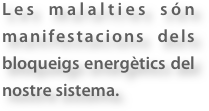 Les malalties s&amp;oacute;n manifestacions dels bloqueigs energ&amp;egrave;tics del nostre sistema.